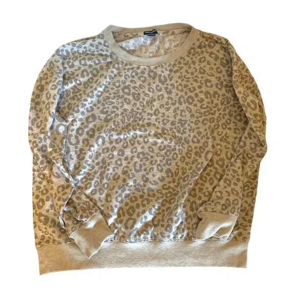 SPLENDID Oatmeal Leopard Animal Print Women’s Sweatshirt - SZ Large - Picture 9 of 10